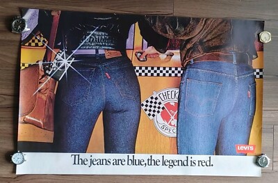 Vtg '80's LEVI'S Blue Jeans Poster 