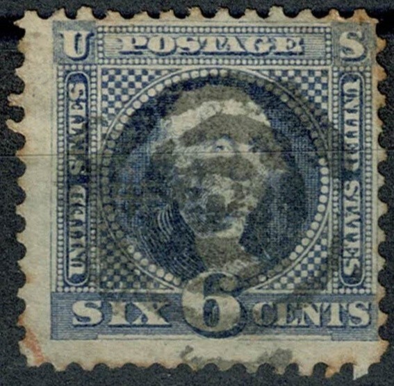 UNITED STATES 1869 Pictorial 6c blue Washington Scott 115 used