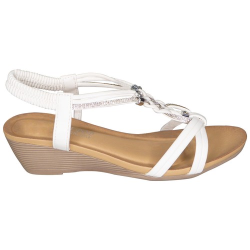Sandalias acolchadas con cuñas para dama Zapatos con cordones para mujer Tallas elásticas cómodas ligeras - Imagen 6 de 13