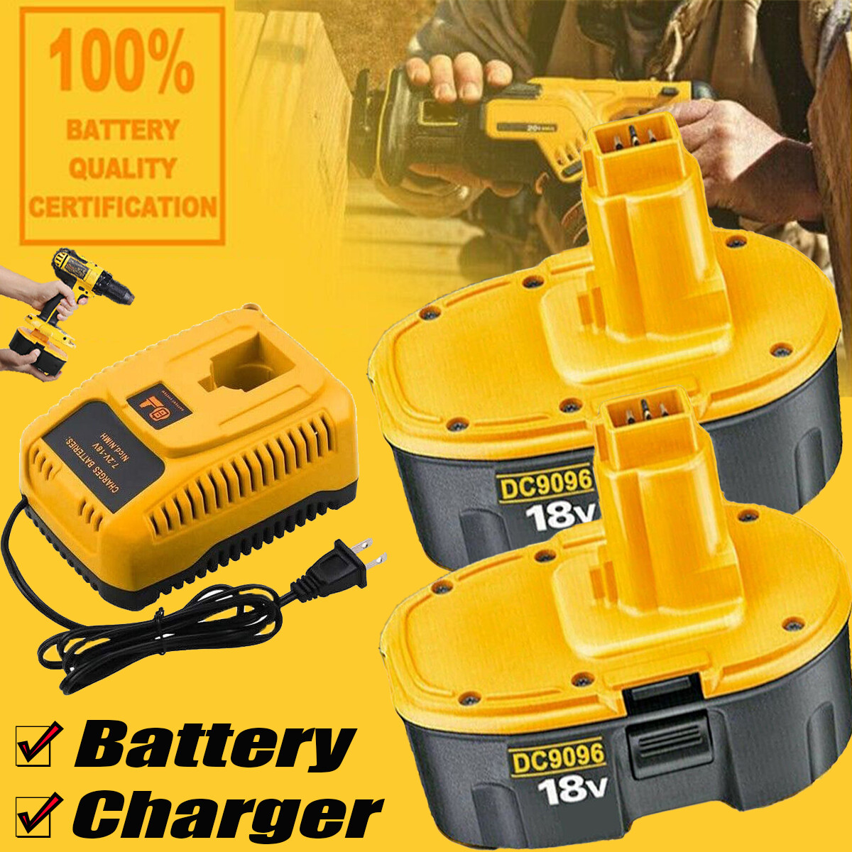 Battery / Charger Pack 18V 18 Volt for Dewalt DC90962 DC9098 DC9099