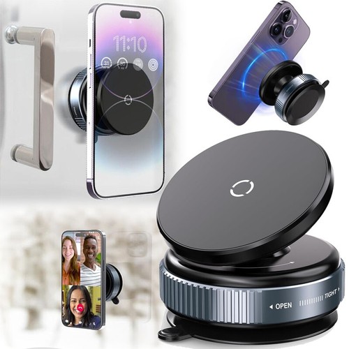 360° Rotate Phone Holder Magnetic Vacuum Adsorption Car Strong Suction Cup Mount - 第 1/15 張圖片