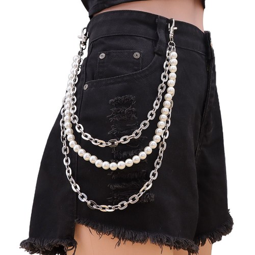 Punk Hip-hop Belt Chains Pearl Metal Layered Chain Clothing Accessories