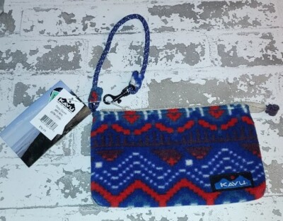 New - KAVU Cozy Clutch 8Bit Knit Fleece Wallet Pouch Zip Wristlet