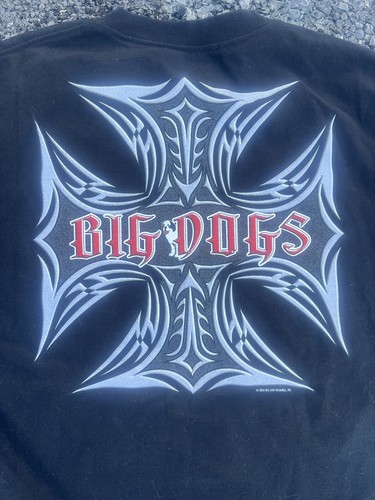 Vtg Big Dogs Iron Cross Graphic T Shirt Biker Skater Y2K Size L - Picture 2 of 7