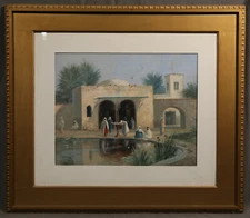 20th Century Italian Oriental Figures in a Courtyard