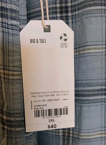 Neu mit Etikett blau kariertes Hemd, Knopfleiste Kurzarm Herren Größe 2XL von Mutual Weave Jcp - Bild 4 von 4