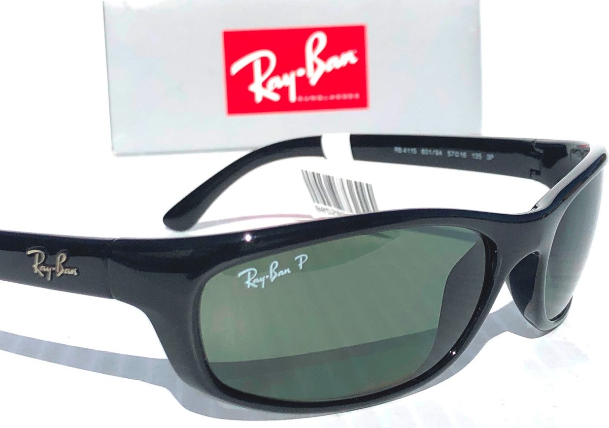 Ray Ban Sport PREDATOR Shiny Black POLARIZED Green Len Sunglass