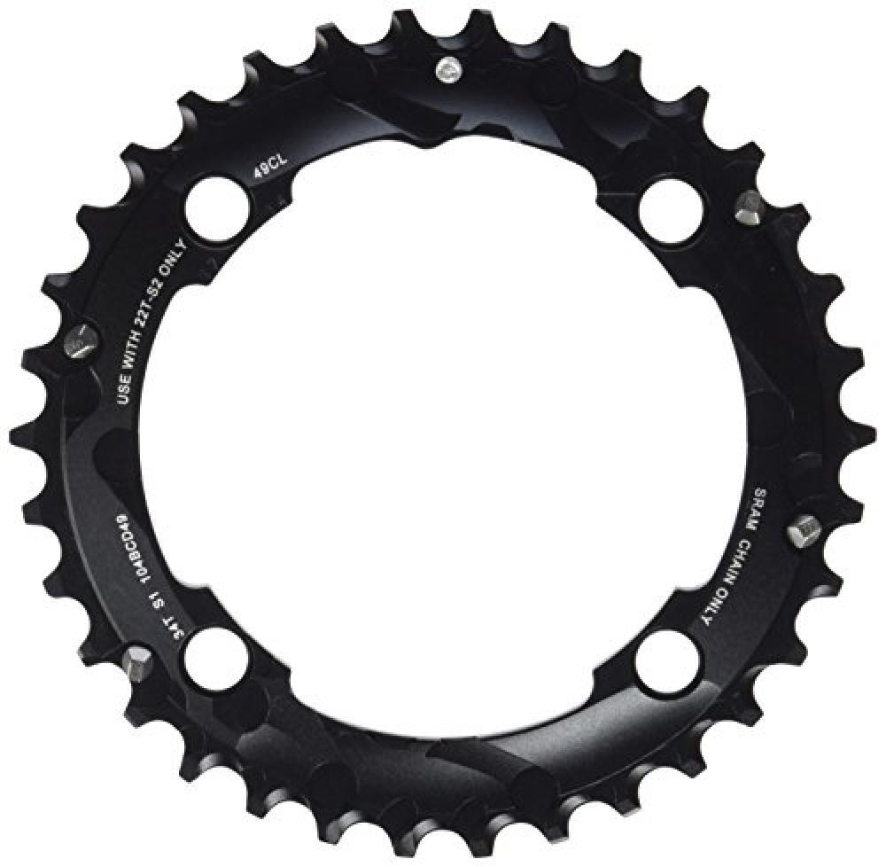 (TG. Taglia unica) Sram Kettenblatt 104mm, Alu, Schwarz 2x10, Uni MTB 34T, LK in
