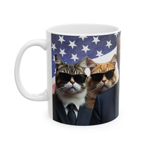 Trump with Cats in Black Ceramic Mug, (11oz, 15oz) - Picture 3 of 10