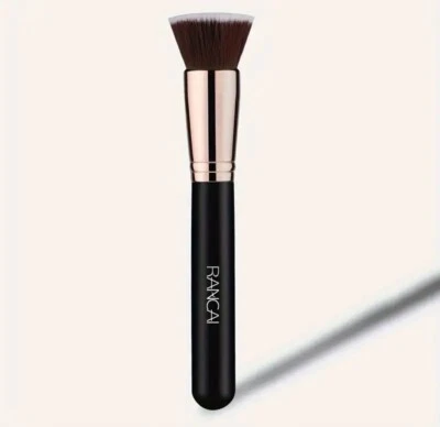 Premium RANCAI Flat Top Kabuki Foundation Brush - Nylon Bristles, Wooden Handle