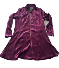 Michel Size M Jacket Zip Magenta Metallic Length 34” Zip Pockets Poly #st14