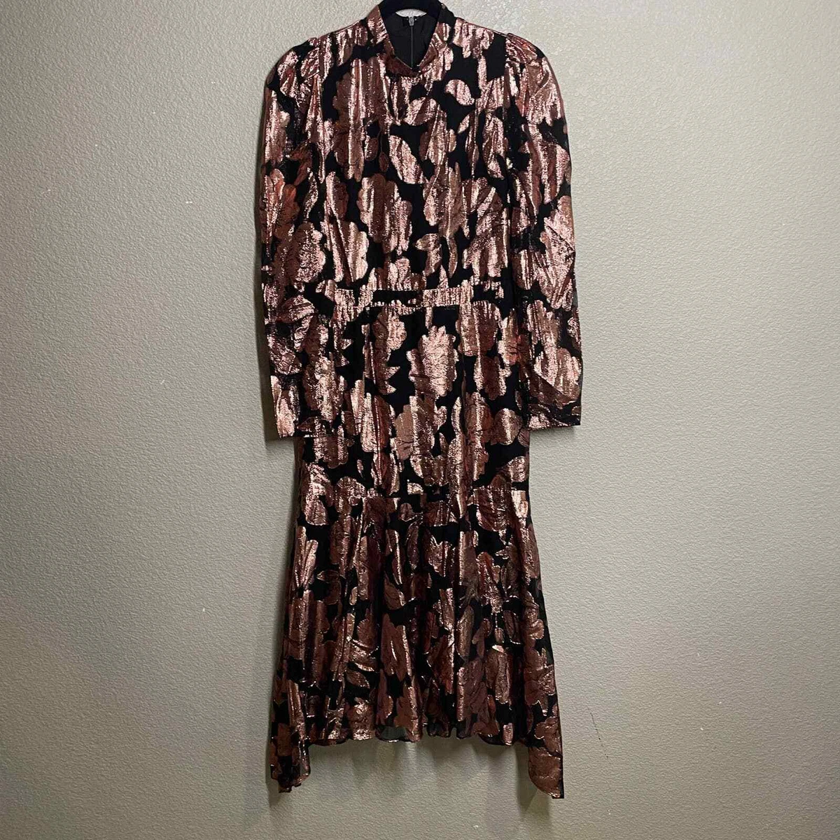 Yumi Kim Small Connie Midi Dress Brocade Rose Black Metallic