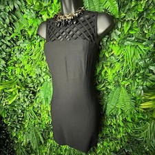 DONNA RICCO Dress Women 6 Black Sheath Cut Out Neckline Sleeveless Mini 0437