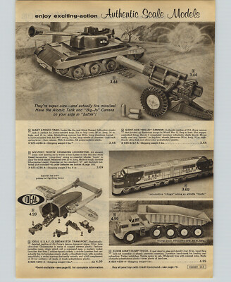 1964 PAPER AD Scale Model Toys Giant Atomic Tank Big-Jo Cannon Eldon Dump Truck