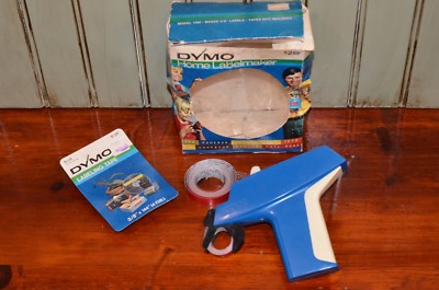 Vintage Blue Dymo Retro Labelmaker Model 1800 With Roll Of Label Tape & Box 1972