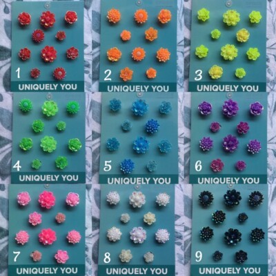 Crocs Handmade jibbitz 10pc neon iridescent roses flower rose shoe charms set 16