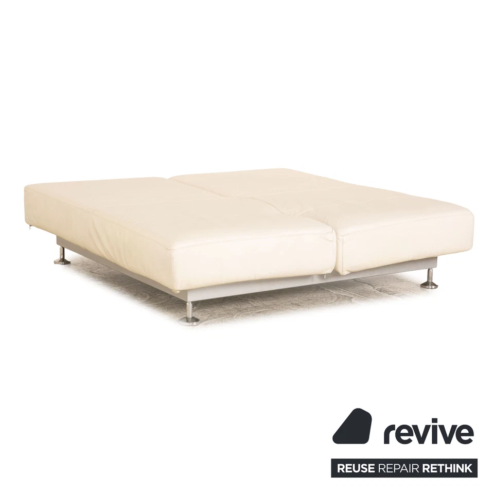 Edra Damier Leder Zweisitzer Creme Sofa Couch manuelle Funktion Relaxfunktion - Bild 4 von 4