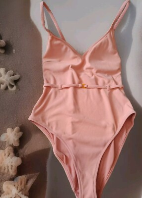 Primark Peach Color One Piece High Waist Bathing Suit Size 8