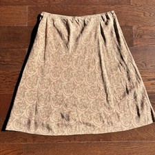 Vintage Y2K Silk Paisley Skirt Midi Sz L Pink Elastic Waist Fairy Cottagecore