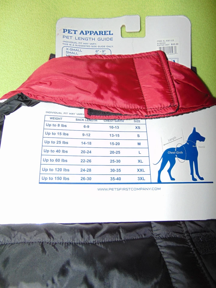 Chaqueta grande Alabama Crimson Tide para perro nueva Foto 3 de 3