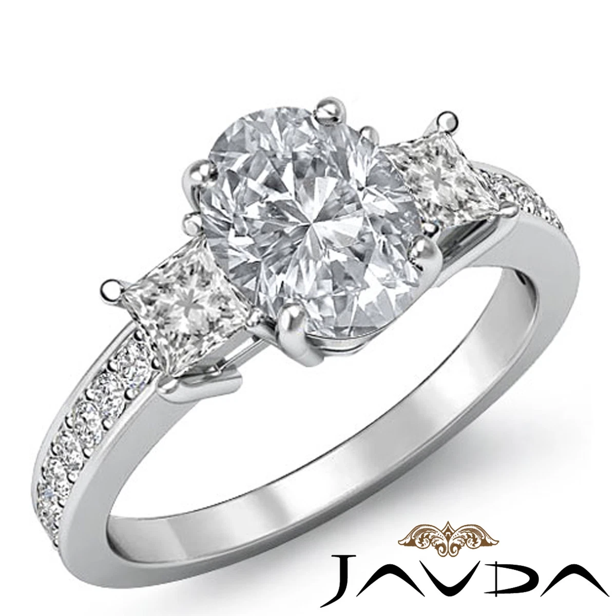 3 Stone Prong Setting Oval Diamond Engagement Anniversary Ring GIA