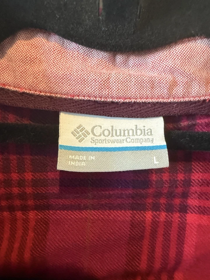 Columbia Mujer Franela Manga Larga con Bolsillo, Rojo Púrpura Cuadros Grande Foto 4 de 4