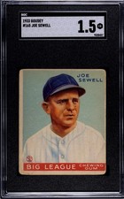 1933 Goudey #165 Joe Sewell New York Yankees - SGC 1.5 FR Very Nice Card!