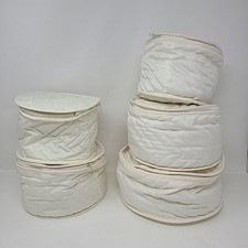 5pc VTG Quilted Cases For Dinnerware China Zi...