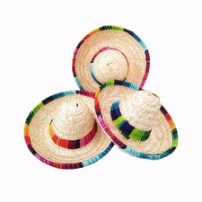 6PCS Natural Straw Mini Sombrero, Mexican Hat, Fiesta, Cinco de Mayo, Decor