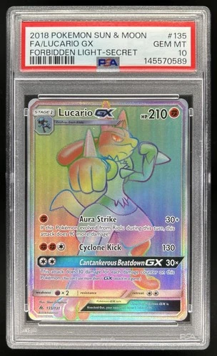 2018 Pokemon SM Forbidden Light Lucario #135/131 PSA 10 GEM MINT