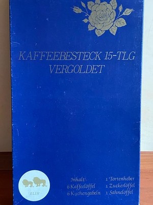 Kaffebesteck Set, vergoldet, 15-teilig, Japan Rose, stainless steel, ca.1970 neu