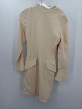 Pre-Owned House of CB Tan Size Small Knee Length Long Sleeve Dress