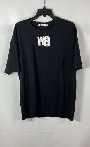 Alexander Wang Men's Black Graphic Logo T-Shirt Large Back Spell Out Size L