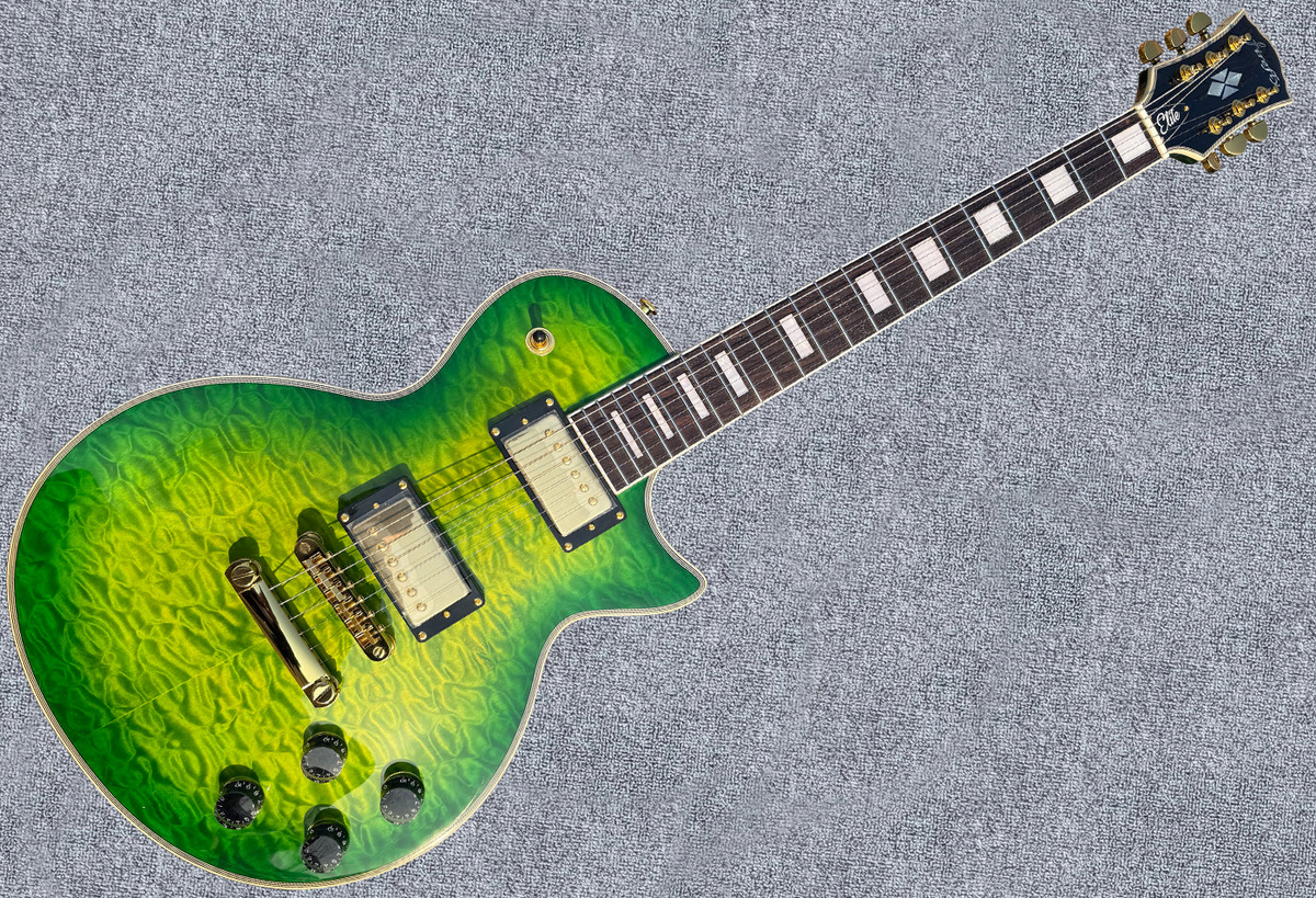 Firefly FFSP LP Style Electric Guitar Green Burst Flamed Maple Top