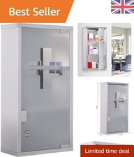 Stainless Steel Wall-Mounted Medicine Cabinet with Lockable Glass Door, 48cmH