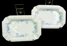 Rosenthal Continental Porcelain Maria Blue Bouquet 2 Piece 6" Ashtrays 1973-91