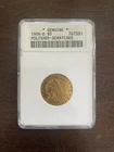 1909 D Indian Head Gold 5$ Coin Half Eagle ANACS Certified Genuine