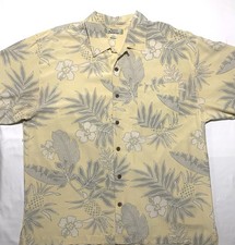 Vintage Tommy Bahama Silk Shirt Mens XL Collar Loop Floral Short Sleeve