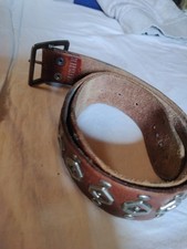 Vintage Hollister Brown Leather Silver Studs Belt Boho Western Style Size 42"