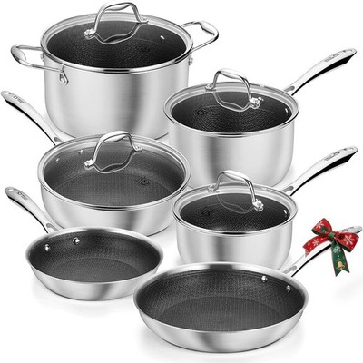 KOCH SYSTEME CS Triply Stainless Steel Cookware Set 10PCS, Nonstick Hybrid Pots 