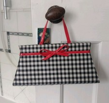 Lulu Guinness Black White Checks Red Small Handbag Clutch Vintage 1950s Look