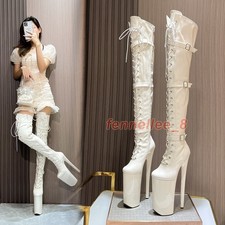 Fashion Super 26CM Super High Heels Over The Knee Boots Knight Dance Stage Boots