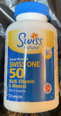 Swiss Natural Timed Release 24 Multi Vitamins Minerals & Supplements 72 Caplets
