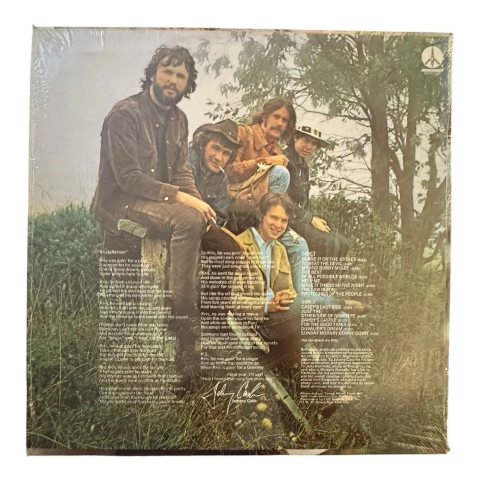 Kris Kristofferson-“Me And Bobby McGee” Vinyl LP Monument Records 1971 - Image 2 of 3