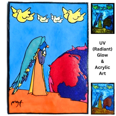PETER MAX 1971 ''Postrations'' signed Pop Art Acrylic UV Radiant Hand Painting NEW