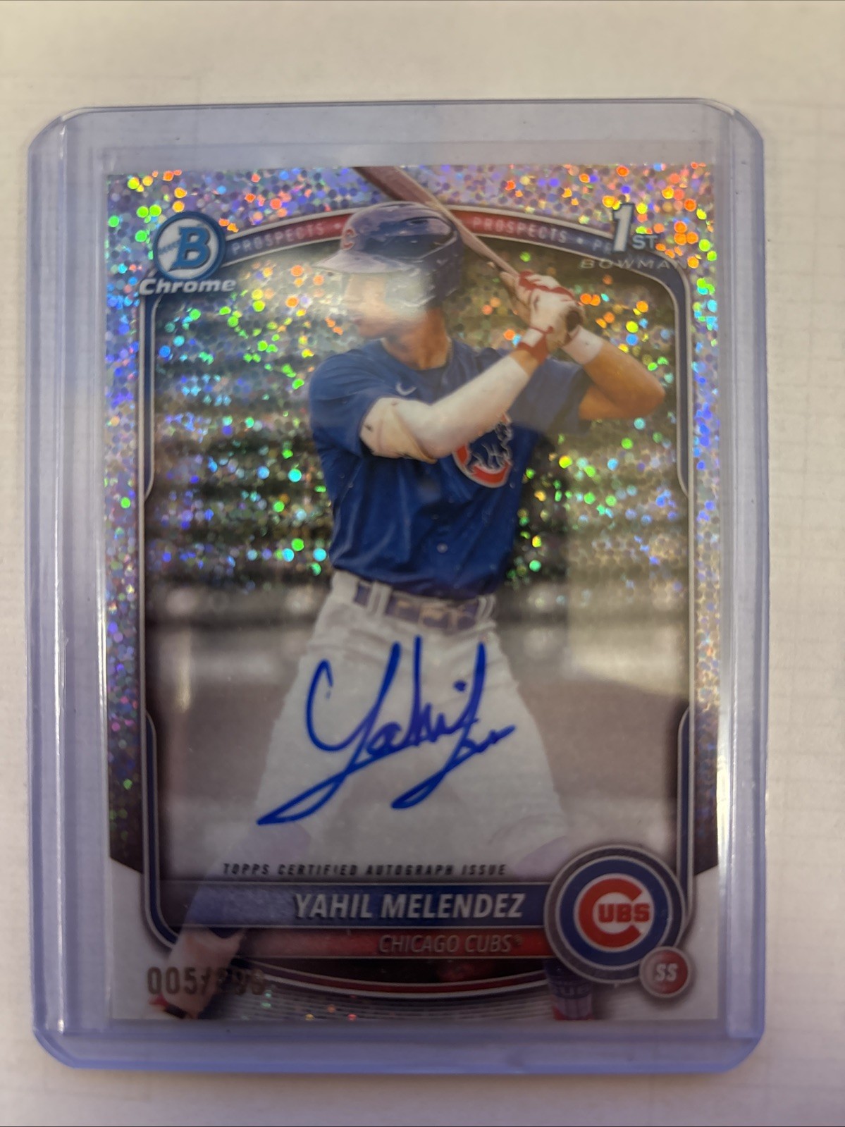 2025 Bowman Chrome Yahil Melendez 1St Bowman Speckle Refractor Auto /299