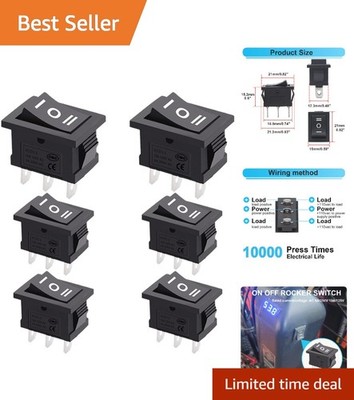 Pack of 6 Adjustable Rocker Toggle Switches, Easy Snap-In Installation