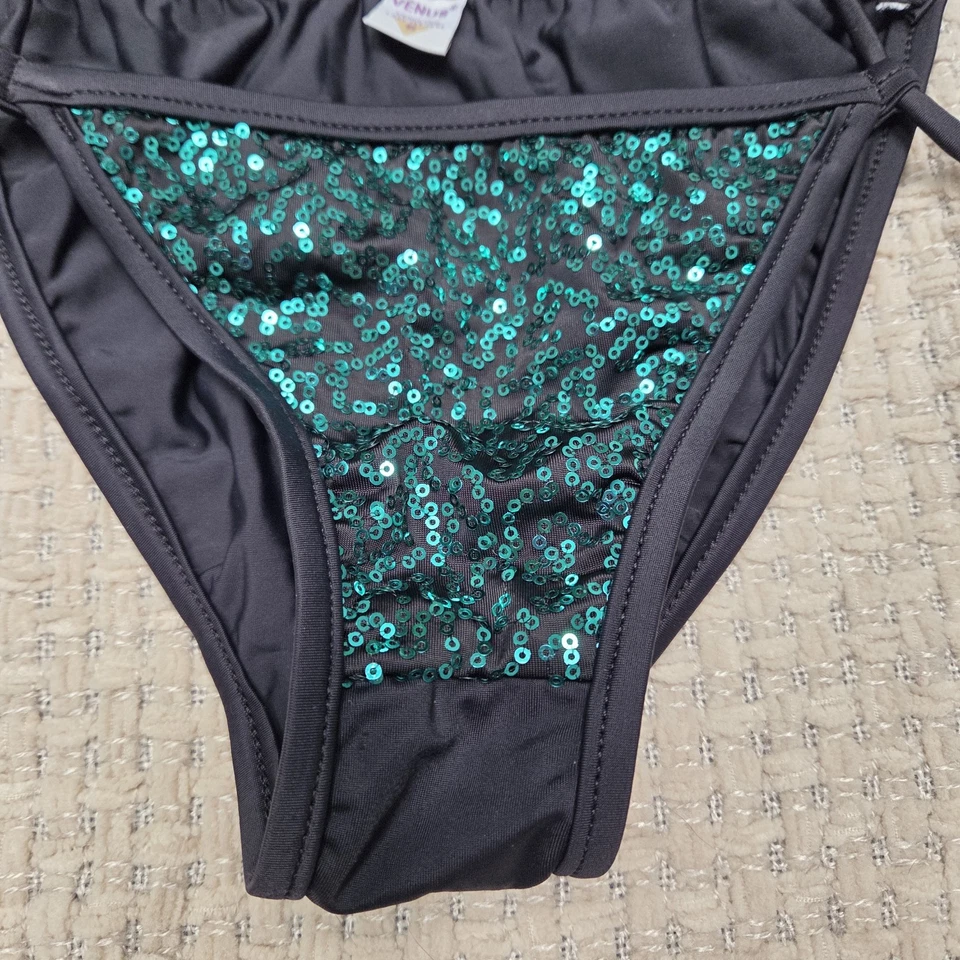 Top de bikini acolchado con lentejuelas Venus verde azulado C y corbata a juego 6 Foto 2 de 4