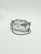 Givenchy Antigona Baby Silver Leather Micro Chain Crossbody Bag Handbag