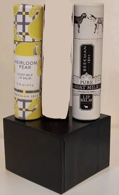 SET OF 2 BEEKMAN 1802 HEIRLOOM PEAR, PURE GOAT MILK LIP BALM  NEW IN BOX